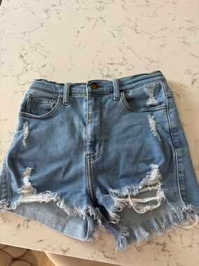 Vibrant MIU Distressed Denim Shorts - Women's